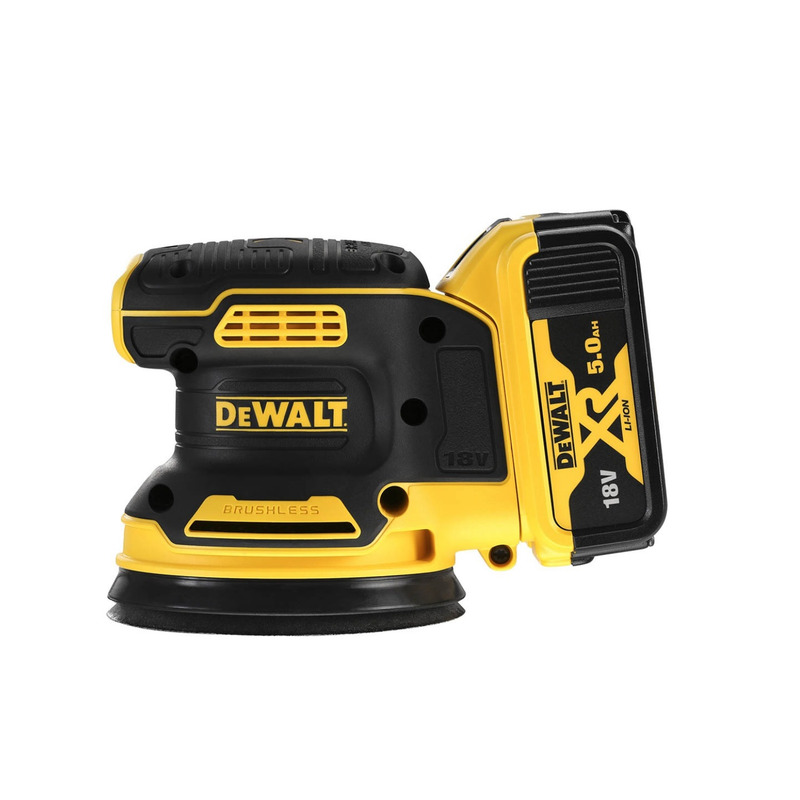 DeWalt DCW210N-XJ 18V XR Brushless 125mm Orbital Sander (Body Only) & DCB184 5.0Ah Battery DeWalt DCW210N-XJ 18V XR Brushless 125mm Orbital Sander (Body Only) & DCB184 5.0Ah Battery