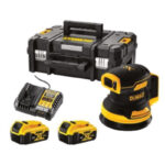 DeWalt DCW210P2-GB 18v XR Brushless Random Orbit Sander 125mm with 2 x 5Ah Batteries, Charger and Case