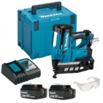 Makita DBN600RTJ 18V Cordless 16G 2nd Second Fix Framing Finishing Nailer Kit (2 x 5.0Ah Li-Ion Batteries, Charger, Glasses & Case)