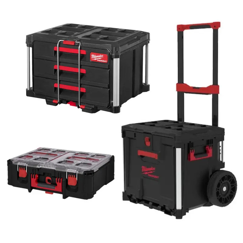Milwaukee 4932498651 Rolling Drawer, 4932472130 3 Drawer Tool Box & 4932478625 Deep Organiser Milwaukee 4932498651 Rolling Drawer, 4932472130 3 Drawer Tool Box & 4932478625 Deep Organiser