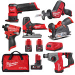Milwaukee 6 Piece M12 Fuel Brushless Tool Kit - 2 x 2.0ah Batteries & 1 x 6.0ah Battery