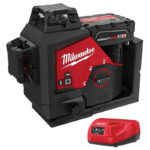 Milwaukee M123PL-601C Green 360° 3-Plane Laser Kit - Includes M12B6 & C12C Charger
