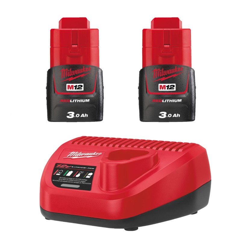 Milwaukee M12B3 12v 3ah Battery Twin Pack and Charger Energy Kit Milwaukee M12B3 12v 3ah Battery Twin Pack and Charger Energy Kit