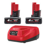 Milwaukee M12B4 12v 4.0ah Battery Twin Pack and Charger Energy Kit