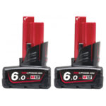 Milwaukee M12B6 12V 6.0Ah RedLithium-Ion Batteries (Twin Pack)