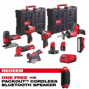 Milwaukee M12FPP7B2-622P 12v Fuel 7pc Power Pack - 6.0ah & 2.0ah Batteries (CLAIM FREE BLUETOOTH SPEAKER VIA MILWAUKEE REDEMPTION)