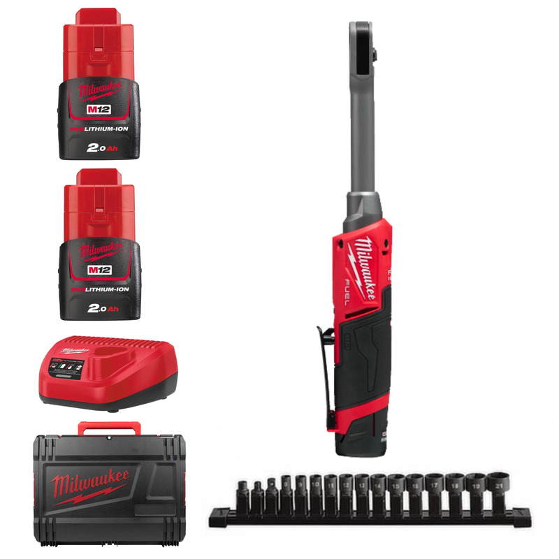 Milwaukee M12FPTR-202X 12v Fuel Inside Pass Through Ratchet Kit - 2 x 2ah Batteries Milwaukee M12FPTR-202X 12v Fuel Inside Pass Through Ratchet Kit - 2 x 2ah Batteries