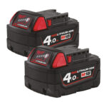 Milwaukee M18B4 18V 4.0Ah RedLithium-Ion Batteries (Twin Pack)