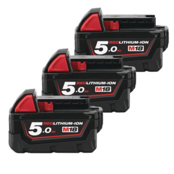 Milwaukee M18B5 18V 5.0Ah RedLithium-Ion Batteries (Triple Pack)