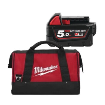 Milwaukee M18B5 18V 5.0Ah RedLithium-Ion Battery & 12'' Toolbag