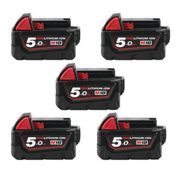 Milwaukee M18B5 5.0Ah RedLithium-Ion Batteries (Five Pack)