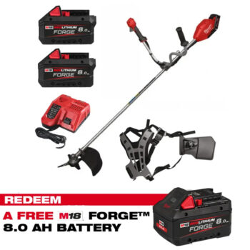 Milwaukee M18FBCU-802 18v Fuel Brush Cutter Kit - 2 x 8.0ah Forge Batteries (CLAIM FREE 8.0AH FORGE BATTERY VIA MILWAUKEE REDEMPTION)