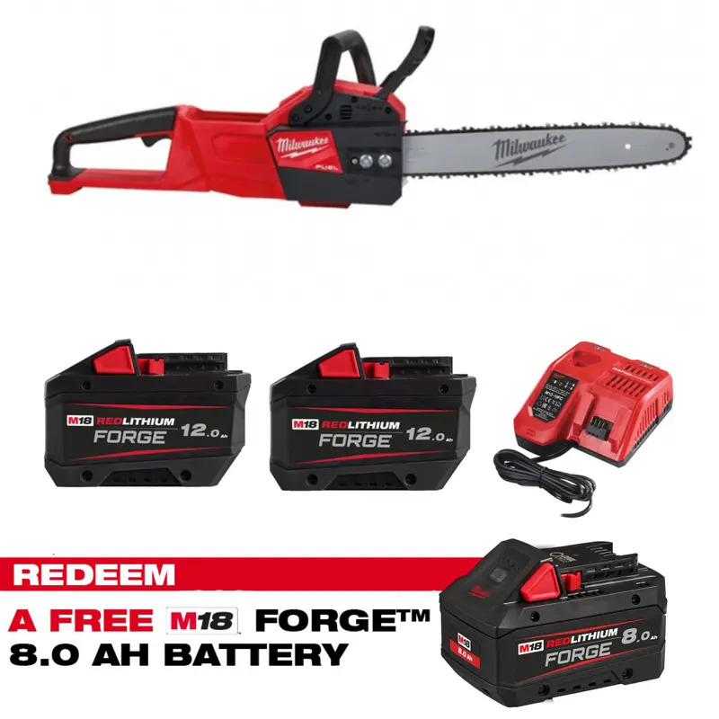 Milwaukee M18FCHSC-0 18V Fuel Compact Chainsaw Kit - 2 x 12.0ah Forge Batteries & Charger (CLAIM FREE 8.0AH FORGE BATTERY VIA MILWAUKEE REDEMPTION) Milwaukee M18FCHSC-0 18V Fuel Compact Chainsaw Kit - 2 x 12.0ah Forge Batteries & Charger (CLAIM FREE 8.0AH FORGE BATTERY VIA MILWAUKEE REDEMPTION)