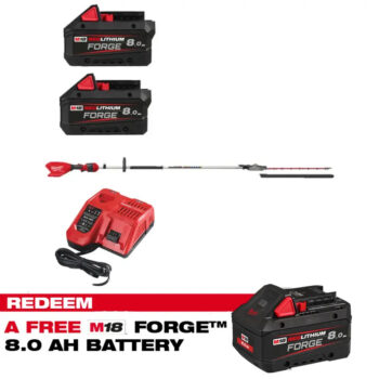 Milwaukee M18FHETE27-802 18v Fuel Extended Pole Hedge Trimmer 267cm Kit - 2 x 8.0ah Batteries & Charger (CLAIM FREE 8.0AH FORGE BATTERY VIA MILWAUKEE REDEMPTION)