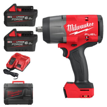 Milwaukee M18FHIW2F12 18v Fuel 1/2" High Torque Impact Wrench Kit - 2 x Forge 6.0ah Batteries, Charger & Case