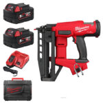 Milwaukee M18FN16GS-0X Fuel 18V 16G Straight Finish Nailer Kit - 2 x 5.0ah Batteries, Charger & Case