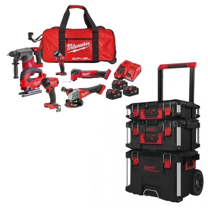 Milwaukee M18FPP6L3-503B 18v 6pc Fuel Power Pack & 4932464244 3pc Packout Set Milwaukee M18FPP6L3-503B 18v 6pc Fuel Power Pack & 4932464244 3pc Packout Set