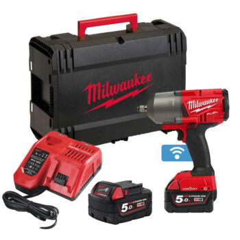 Milwaukee M18ONEFHIWF12-502X 18V One Key Fuel Brushless 1/2" Impact Wrench (2 x 5.0Ah RedLithium-Ion Batteries)