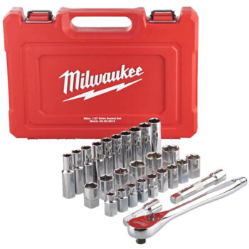 Milwaukee Metric 1/2" Ratchet + Socket Set - 28pc
