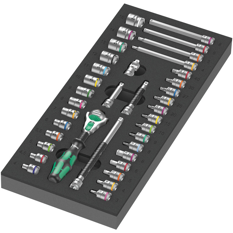 Wera 9720 Foam Insert 8000 A Zyklop 1/4" Ratchet Set 1, 37pc Wera 9720 Foam Insert 8000 A Zyklop 1/4" Ratchet Set 1, 37pc
